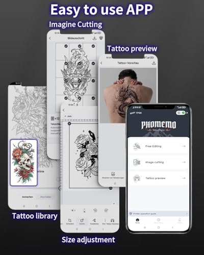 Phomemo TP88 Tattoo Transfer Stencil Printer- Thermal Tattoo Printer With 10pcs Transfer Paper Bluetooth Tattoo Machine For Tattoo Artists Compatible With Smartphone & PC