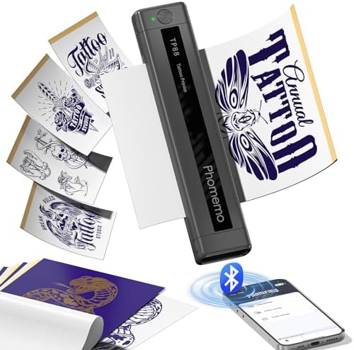 Phomemo TP88 Tattoo Transfer Stencil Printer- Thermal Tattoo Printer with 10pcs Transfer Paper Bluetooth Tattoo Machine for Tattoo Artists Compatible with Smartphone & PC