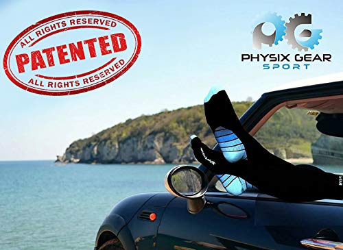 Physix Gear Sport Compression Socks Women & Men 20-30 MmHg Graduated Men & Women Compression Socks For Travel Pregnancy Black/Blue L/XL