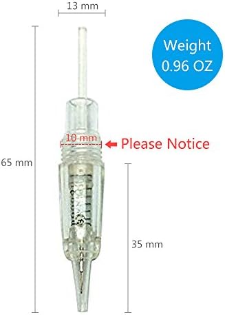 Pinkiou Round 1RL Pigment Cartridges Tattoo Needles And Caps For Permanent Makeup Set Eyebrow Tattoo Tips Microblading Pen (Pack Of 10)