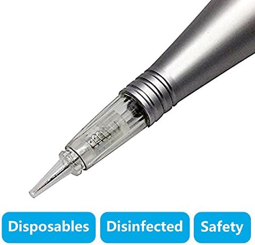 Pinkiou Round 1RL Pigment Cartridges Tattoo Needles And Caps For Permanent Makeup Set Eyebrow Tattoo Tips Microblading Pen (Pack Of 10)