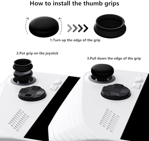 PlayVital Black Thumbsticks Grips Caps For ROG Ally Silicone Thumb Grips Joystick Caps Accessories For ROG Ally X 2024 - Raised Dots & Studded Design