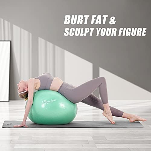Polygon Exercise Ball Professional Grade Anti-Burst Balance Ball For Yoga Birthing Stability Core Exercise Fitness Workout Guide Included