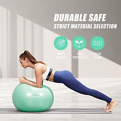 Polygon Exercise Ball Professional Grade Anti-Burst Balance Ball For Yoga Birthing Stability Core Exercise Fitness Workout Guide Included