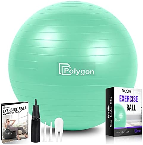 Polygon Exercise Ball Professional Grade Anti-Burst Balance Ball for Yoga Birthing Stability Core Exercise Fitness Workout Guide Included