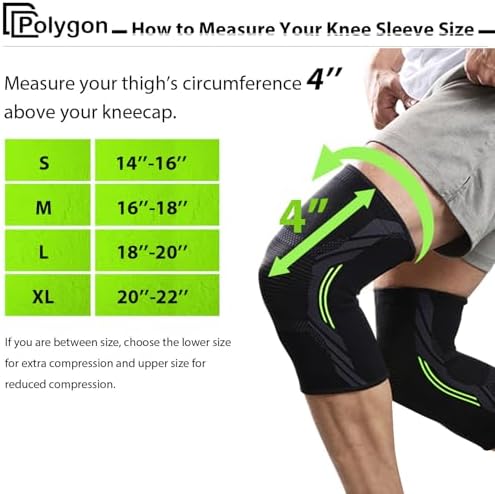 Polygon Knee Support Brace 2 Pack Knee Compression Sleeve For Running Arthritis ACL Meniscus Tear Sports Joint Pain Relief And Injury Recovery