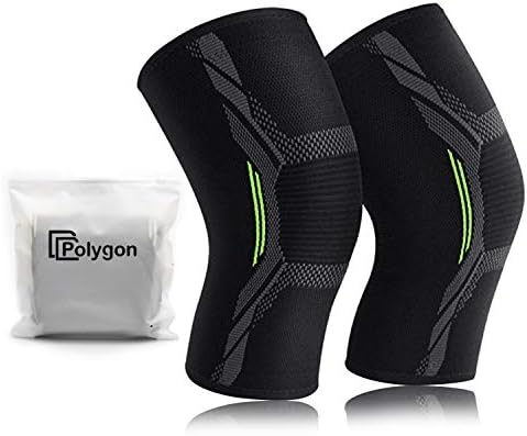 Polygon Knee Support Brace 2 Pack Knee Compression Sleeve for Running Arthritis ACL Meniscus Tear Sports Joint Pain Relief and Injury Recovery
