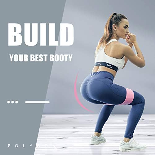 Polygon Resistance Exercise Bands Fabric Non Slip Hip Bands For Squats Legs Butt Thigh And Hip Workout Thick Wide Fitness Loop For Men & Women. Workout Guide Included