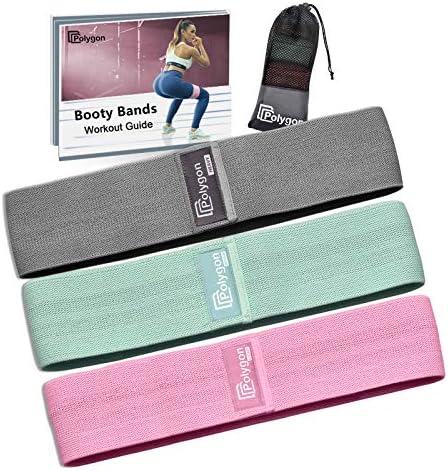 Polygon Resistance Exercise Bands Fabric Non Slip Hip Bands for Squats Legs Butt Thigh and Hip Workout Thick Wide Fitness Loop for Men & Women. Workout Guide Included