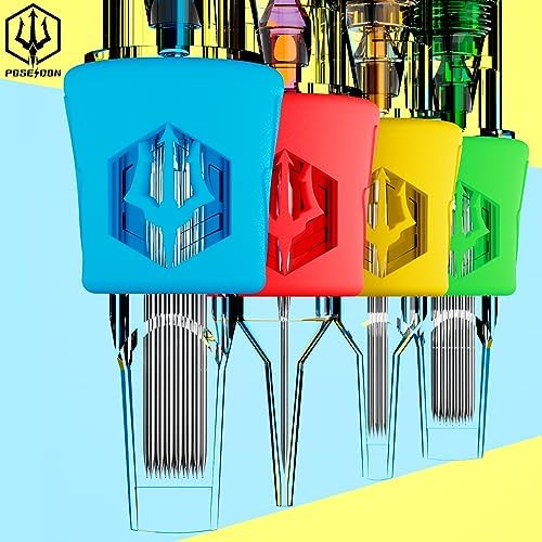 Poseidon 50Pcs Tattoo Cartridge Needles Assorted Mixed Size Round Liner Shader Magnum Curved/Round Mag # 12 Standard 3RL 5RL 7RL 9RL 5RS 7RS 9RS 7RM 9RM 9M1 Disposable Membrane For Tattoo Pen