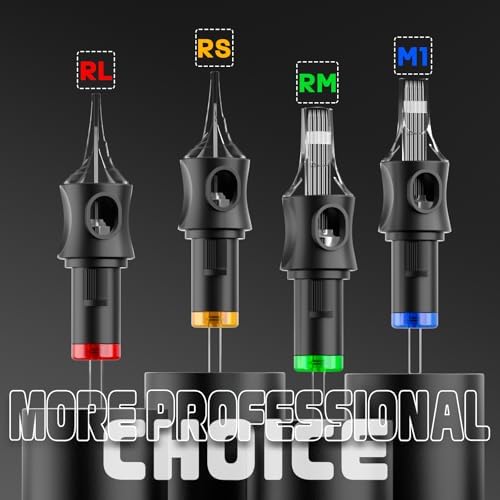 Poseidon 50PCS Tattoo Cartridge Needles Assorted Mixed Size #12 Round Liner Shader Magnum - 5RL 7RL 9RL 5RS 7RS 9RS 7M1 15M1 7RM 15RM With Membrane Professional Disposable Tattoo Needles