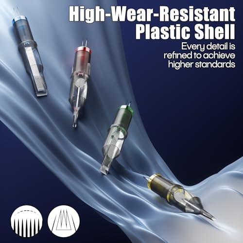 Poseidon Tattoo Cartridge Needles Assorted Mixed Size Round Liner Shader Magnum Curved/Round Mag 5rl 7rl 9rl 5rs 7rs 9rs 15m1 21m1 15cm 21cm Disposable Membrane Tattoo Needles 50Pcs