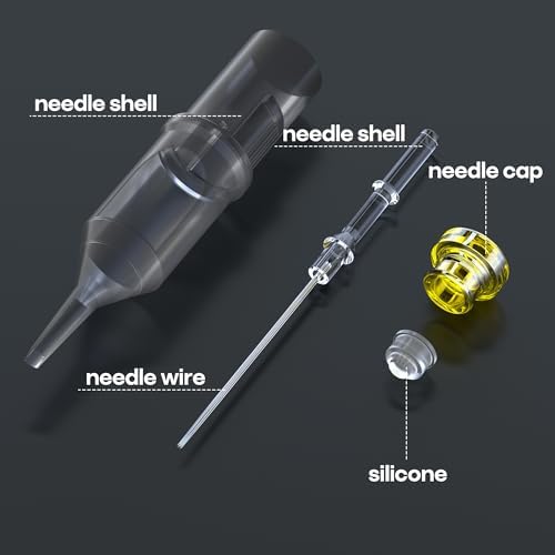 Poseidon Tattoo Cartridge Needles Assorted Mixed Size Round Liner Shader Magnum Curved/Round Mag 5rl 7rl 9rl 5rs 7rs 9rs 15m1 21m1 15cm 21cm Disposable Membrane Tattoo Needles 50Pcs