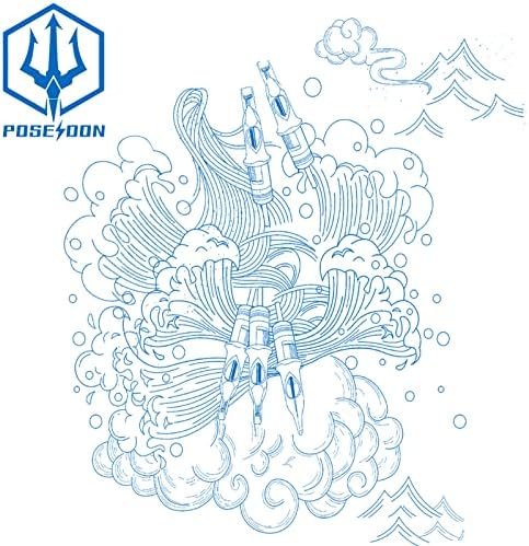 POSEIDON V3 Tattoo Cartridge Needles 30PCS Mixed Size 3RL 5RL 7RL 5RM 7RM 9RM Disposable Steriled Needles With Membrane Safety Cartridges (30pcs #12/10 Standard)