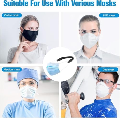 PUGAILA 10Pcs Mask Strap Extenders Mask Extenders/Ear Savers Face Mask Extender Strap Mask Straps For Back Of Head High Elastic Fabric Mask Ear Saver (10PCS)