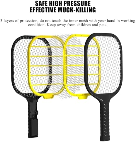Pzqzmar Fly Swatter Fly Zapper Mosquito Zapper 3000V Handheld Bug Zapper Racket Electric 3-Layer Safety Mesh Fly Swatter For Indoor & Outdoor(2 Pack)