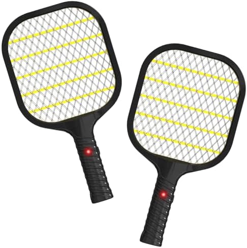 pzqzmar Fly Swatter Fly Zapper Mosquito Zapper 3000V Handheld Bug Zapper Racket Electric 3-Layer Safety Mesh Fly Swatter for Indoor & Outdoor(2 Pack)