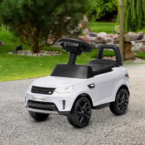 Qaba 6V Electric Car For Kids 2 In 1 Sliding Car Battery Powered Ride On Toy For Toddlers With Forward Music Horn Headlights For 18-60 Months Land Rover Licensed White