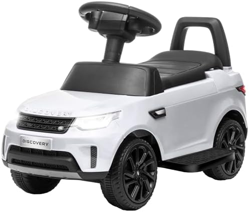 Qaba 6V Electric Car for Kids 2 in 1 Sliding Car Battery Powered Ride on Toy for Toddlers with Forward Music Horn Headlights for 18-60 Months Land Rover Licensed White