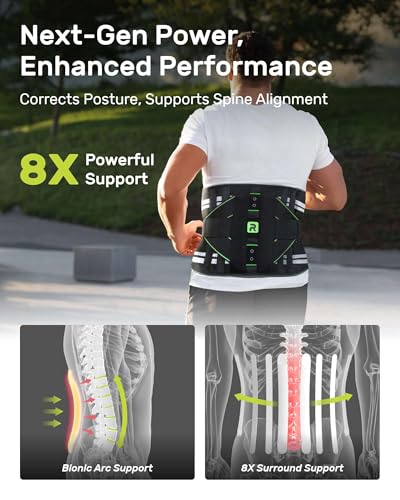 Rakiie Back Brace For Lower Back Pain Relief 8X Powerful Lumbar Support With 3D Support Pad Back Support Belt For Men Women Breathable Back Support Brace With Adjustable Strap For Herniated Disc Sciatica Green Size M (Waist: 33.