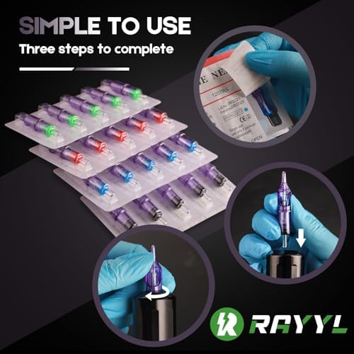 Rayyl 60Pcs Assorted 1203RL 1205RL 1207RS 1209RS 1207RM 1209RM Disposable Needles For Rotary Machine
