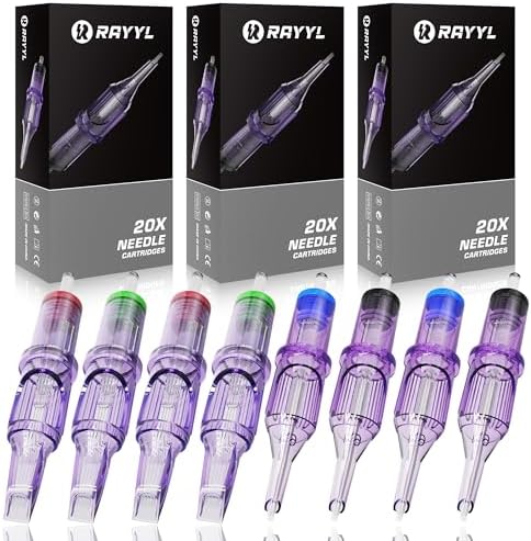 Rayyl 60Pcs Assorted 1203RL 1205RL 1207RS 1209RS 1207RM 1209RM Disposable Needles for Rotary Machine