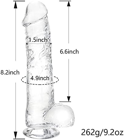 Realistic Dildo G Spot Stimulator- 8.2" Big Dildos With Suction Cup Adult Sex Toy For Women/Men/Gay Flexible Clear Dildo For Women With Curved Shaft & Balls For Vaginal G-Spot &Anal