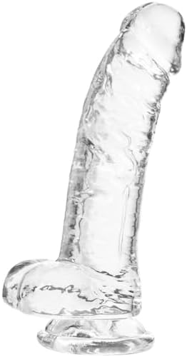 Realistic Dildo G Spot Stimulator- 8.2" Big Dildos with Suction Cup Adult Sex Toy for Women/Men/Gay Flexible Clear Dildo for Women with Curved Shaft & Balls for Vaginal G-Spot &Anal