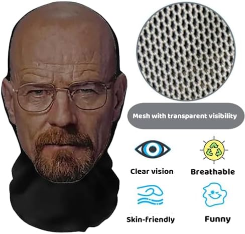 Realistic Face Masks For Adults Human Face Realistic 3D Mesh Celebrity Masks Like Walter White Mask