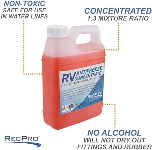 RecPro 32 Oz RV Antifreeze Concentrate Fluid For Winterizing Vehicles (2 Pack)