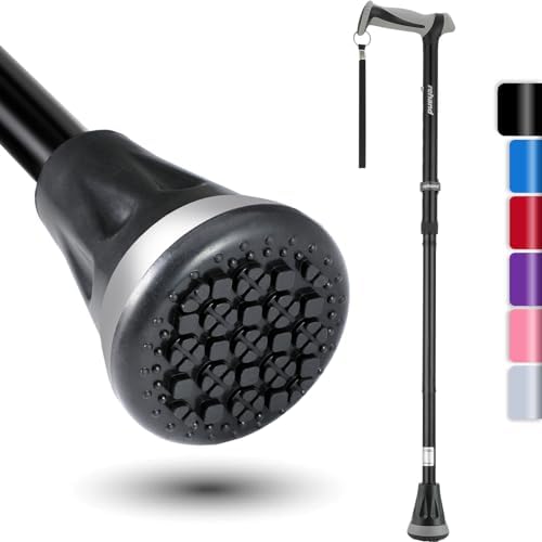 REHAND Walking Cane - Foldable Adjustable Collapsible Walking Canes for Men & Women Heavy Duty All Terrain Tip with Travel Bag Walking Sticks for Seniors & Adults
