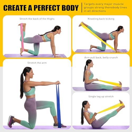 Resistance Bands Exercise Bands Physical Therapy Bands For Strength Training Yoga Pilates Stretching Stretch Elastic Band With Different Strengths Workout Bands For Home Gym