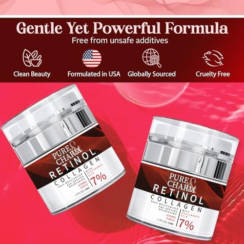 Retinol Cream For Face With Collagen & Hyaluronic Acid – Anti Aging Moisturizer For Face Neck & Décolleté – Hydrating Day & Night Facial Cream For Women & Men – 50ml