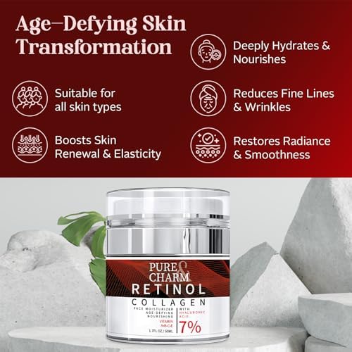 Retinol Cream For Face With Collagen & Hyaluronic Acid – Anti Aging Moisturizer For Face Neck & Décolleté – Hydrating Day & Night Facial Cream For Women & Men – 50ml