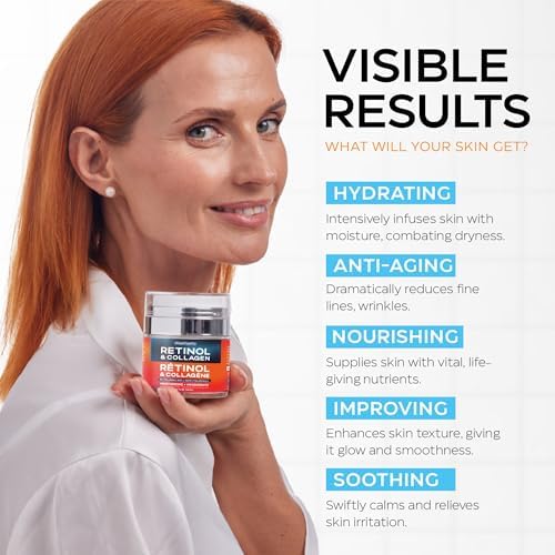 Retinol Cream For Face With Hyaluronic Acid Collagen Day & Night Moisturizer For Women And Men Age Solution Cream 1.85 Oz