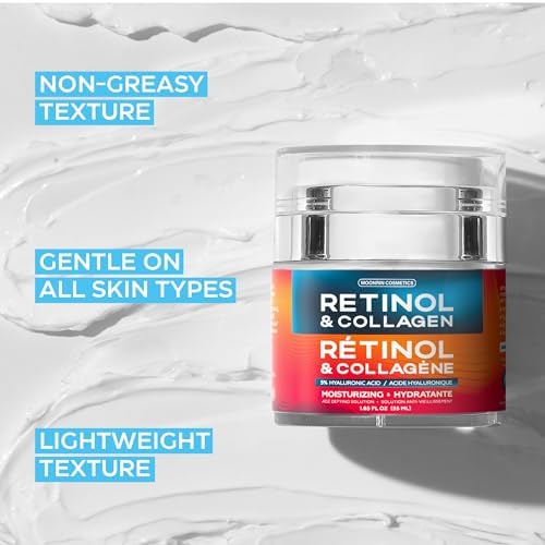 Retinol Cream For Face With Hyaluronic Acid Collagen Day & Night Moisturizer For Women And Men Age Solution Cream 1.85 Oz