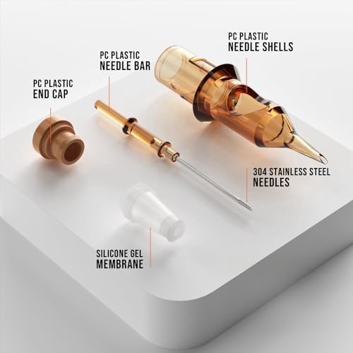 RHEIN Tattoo Cartridges Needle 50pcs Tattoo Needle Kit Mixed #12 Standard 0.35mm 3RL 5RL 7RL 9RM 15RM 3.5mm M-Taper Cartridge Needle Each Size 10pcs EN02-50KIT-X