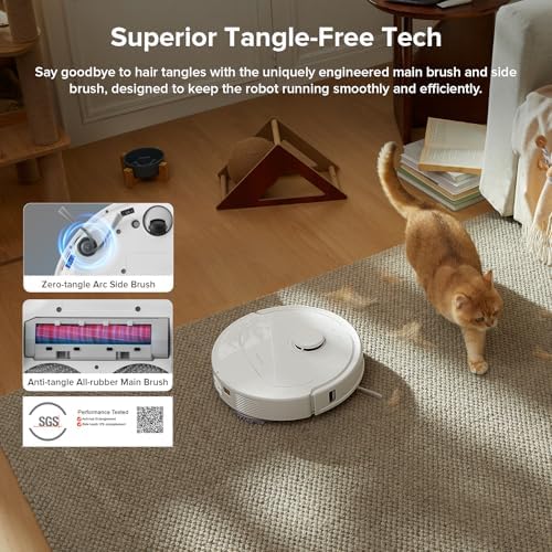 Roborock Qrevo Series Robot Vacuum And Mop 8000Pa Suction Upgraded From Qrevo S Anti-Tangle Brush Smart Obstacle Avoidance Auto Mop Washing All-in-One Dock 200RPM Spinning Mops White(QV 35A)
