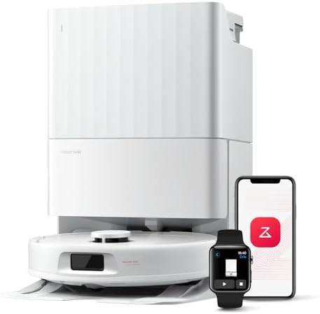 roborock Qrevo Series Robot Vacuum and Mop 8000Pa Suction Upgraded from Qrevo S Anti-Tangle Brush Smart Obstacle Avoidance Auto Mop Washing All-in-One Dock 200RPM Spinning Mops White(QV 35A)