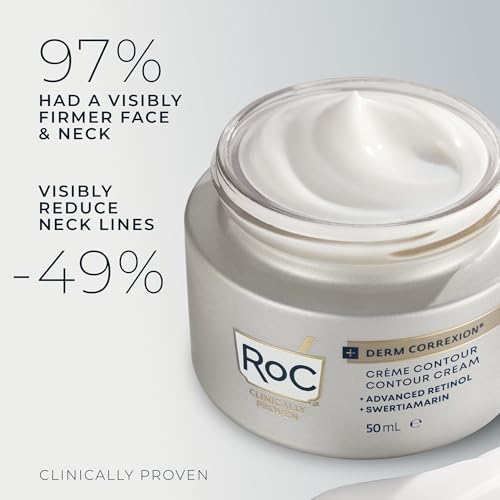 RoC Derm Correxion® Neck Cream With Hyaluronic Acid And Advanced Retinol To Visibly Tighten & Lift Horizontal Neck Lines Facial Moisturiser To Contour Face Neck And Jawline 50ML