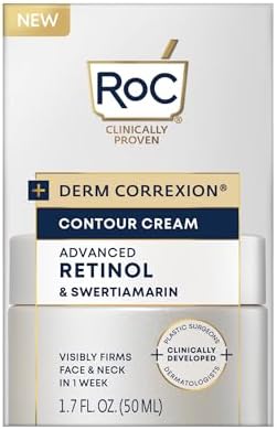RoC Derm Correxion® Neck Cream with Hyaluronic Acid and Advanced Retinol to visibly Tighten & Lift Horizontal Neck Lines Facial Moisturiser to Contour Face Neck and Jawline 50ML