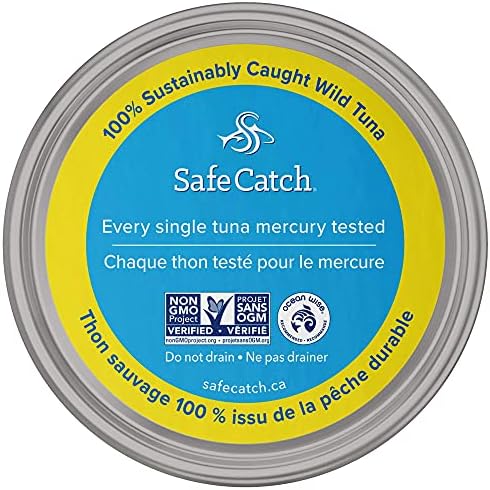 Safe Catch Canned Wild Tuna Fish Wild Caught Lowest Mercury Gluten-Free Kosher Non-GMO Whole30 Approved Paleo Keto Food 5oz Can 12-Pack