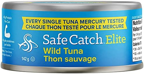 Safe Catch Canned Wild Tuna Fish Wild Caught Lowest Mercury Gluten-Free Kosher Non-GMO Whole30 Approved Paleo Keto Food 5oz Can 12-Pack