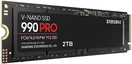 SAMSUNG 990 PRO SSD 2TB PCIe Gen4 NVMe M.2 Internal Solid State Hard Drive Upto 7 450MB/s Fast Speed For Gaming Heat Control Direct Storage And Memory Expansion MZ-V9P2T0B/AM [Canada Version]