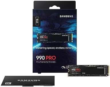 SAMSUNG 990 PRO SSD 2TB PCIe Gen4 NVMe M.2 Internal Solid State Hard Drive Upto 7 450MB/s Fast Speed For Gaming Heat Control Direct Storage And Memory Expansion MZ-V9P2T0B/AM [Canada Version]
