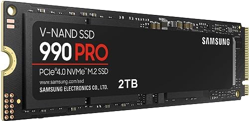 SAMSUNG 990 PRO SSD 2TB PCIe Gen4 NVMe M.2 Internal Solid State Hard Drive Upto 7 450MB/s Fast Speed for Gaming Heat Control Direct Storage and Memory Expansion MZ-V9P2T0B/AM [Canada Version]