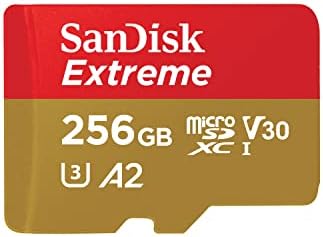SanDisk 256GB Extreme microSDXC UHS-I Memory Card with Adapter - Up to 190MB/s C10 U3 V30 4K 5K A2 Micro SD Card - SDSQXAV-256G-GN6MA