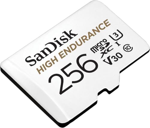 SanDisk 256GB High Endurance Video MicroSDXC Card With Adapter For Dash Cam And Home Monitoring Systems - C10 U3 V30 4K UHD Micro SD Card - SDSQQNR-256G-GN6IA