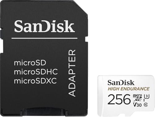 SanDisk 256GB High Endurance Video MicroSDXC Card With Adapter For Dash Cam And Home Monitoring Systems - C10 U3 V30 4K UHD Micro SD Card - SDSQQNR-256G-GN6IA