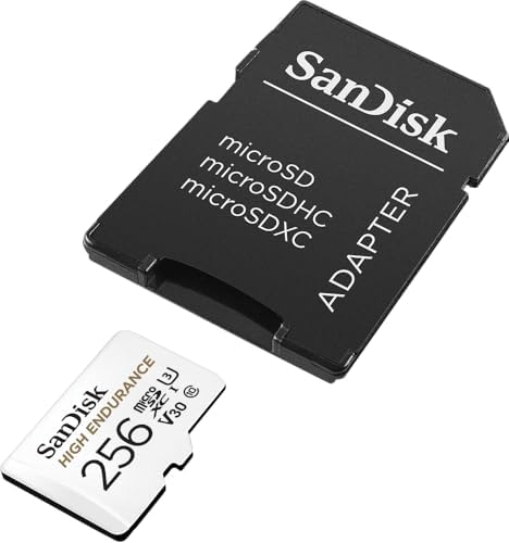 SanDisk 256GB High Endurance Video MicroSDXC Card With Adapter For Dash Cam And Home Monitoring Systems - C10 U3 V30 4K UHD Micro SD Card - SDSQQNR-256G-GN6IA